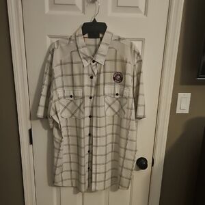 Harley-Davidson White Plaid Short Sleeve Button-Down Shirt